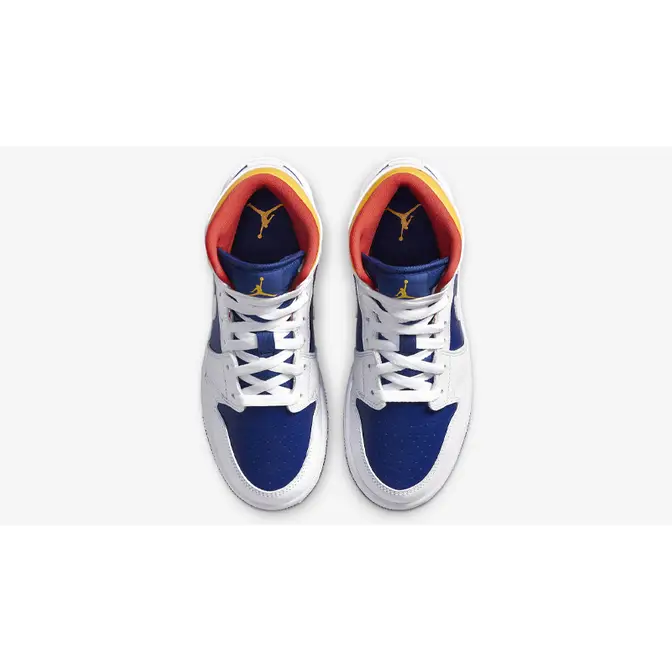 Air Jordan 1 Mid White Deep Royal Blue Laser Orange