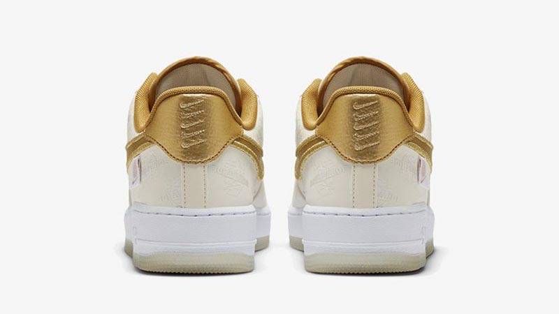 Nike Air Force 1 07 LV8 Worldwide White Metallic Gold Back