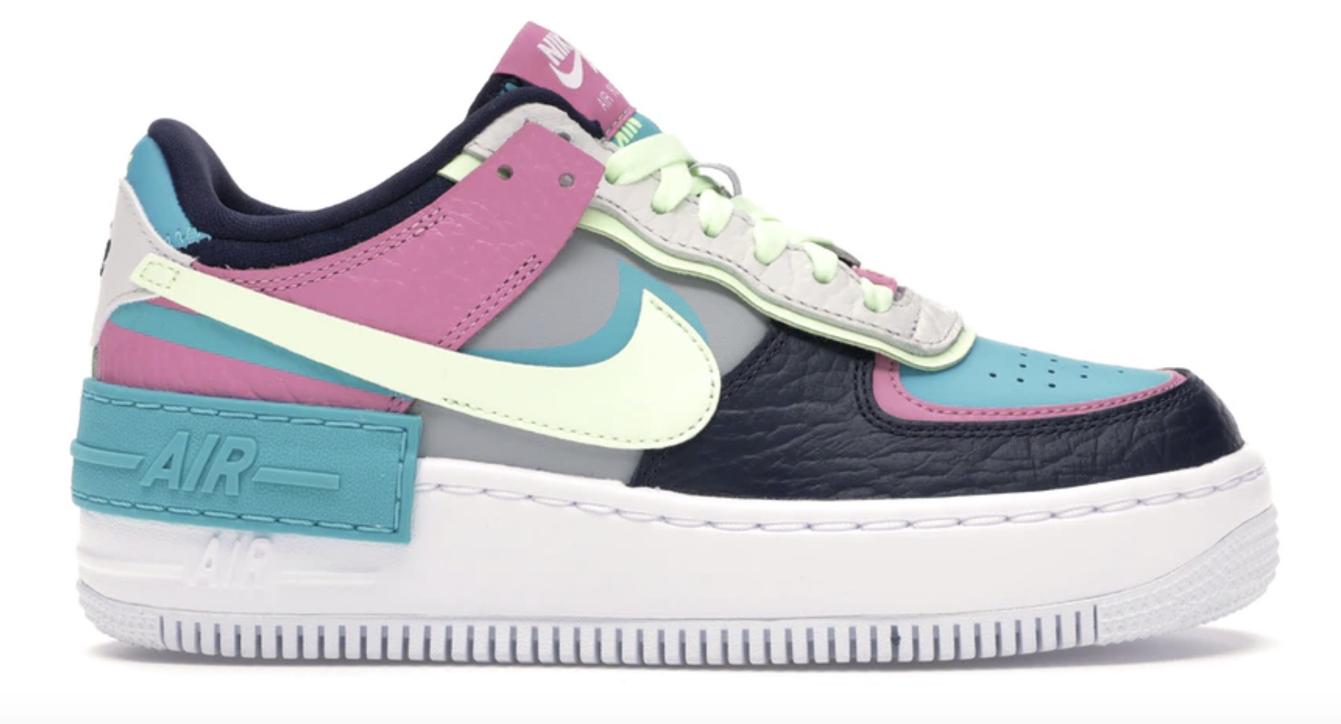 Nike Air Force 1 Shadow Barely Volt Oracle Aqua