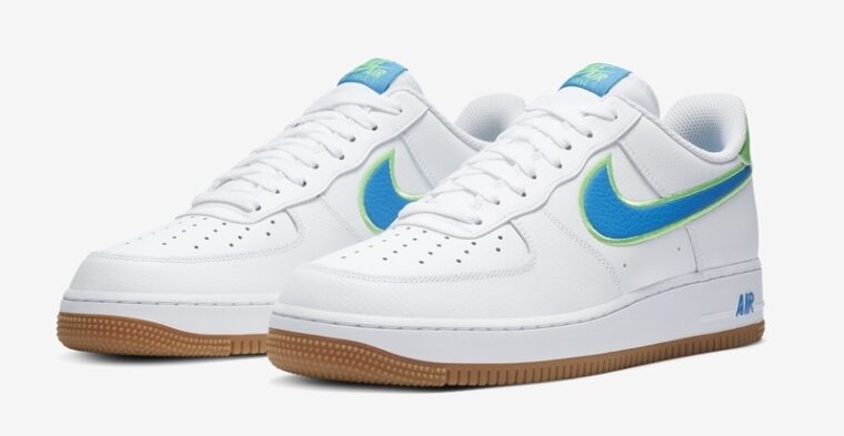 Nike Air Force 1 White Green Blue.