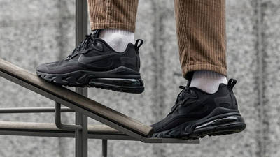 Nike Air Max 270 React Black Oil Grey On Foot Side