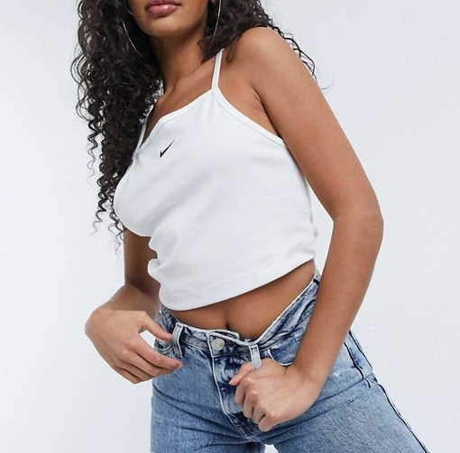 Nike High Neck Crop Top White