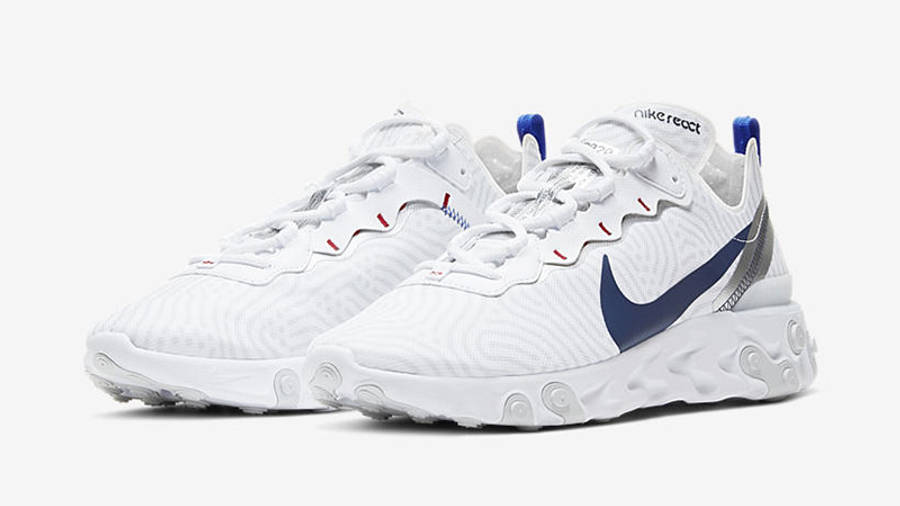 Nike React Element 55 White Blue | Where To Buy | CW7576-100 | The Sole ...