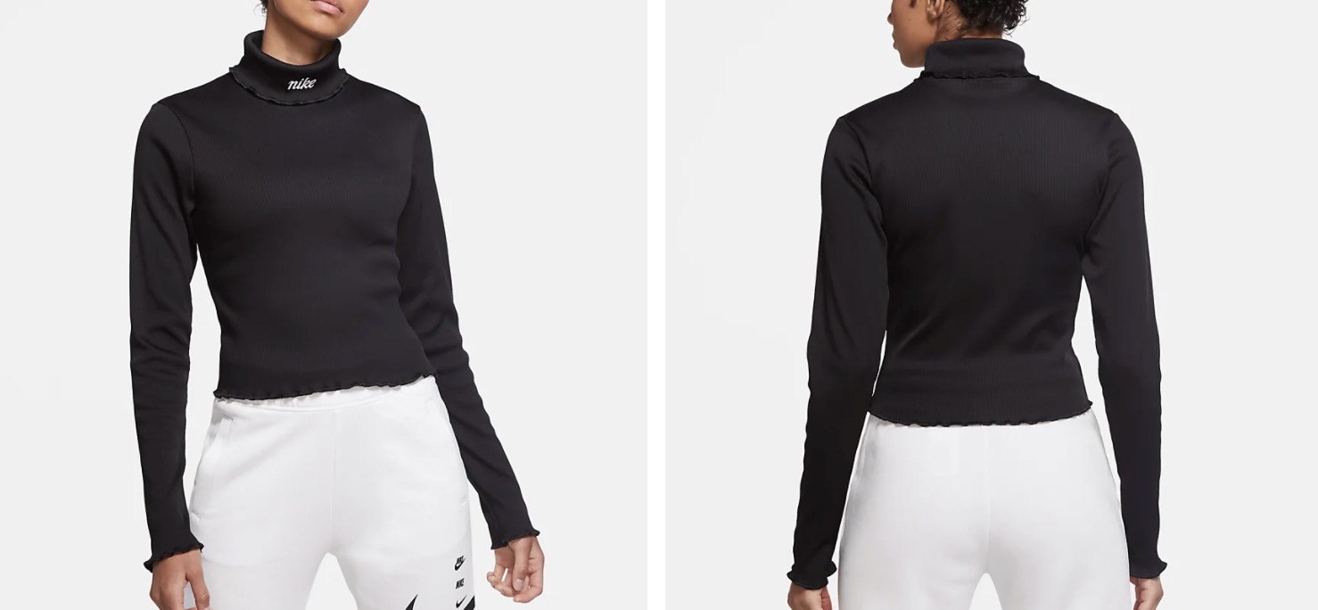 Nike Ribbed Long Sleeve Top Black