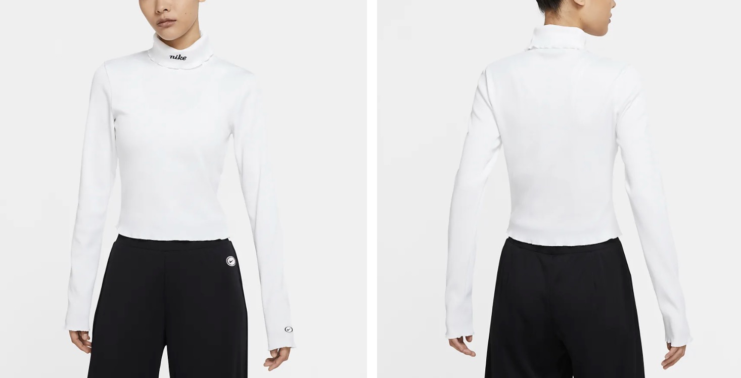 Nike Ribbed Long Sleeve Top White