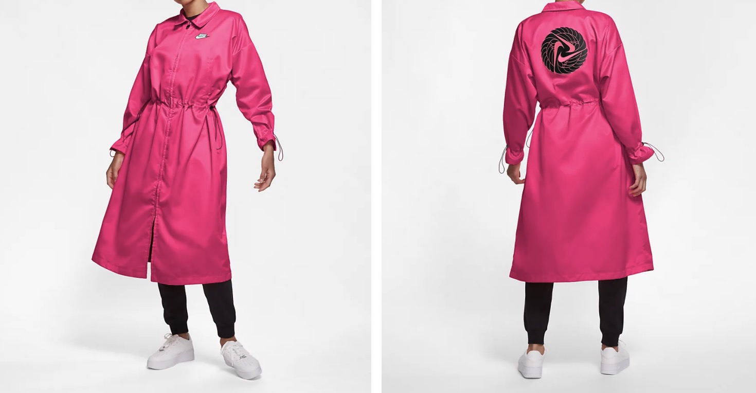 Nike Satin Long Icon Clash Coat Pink