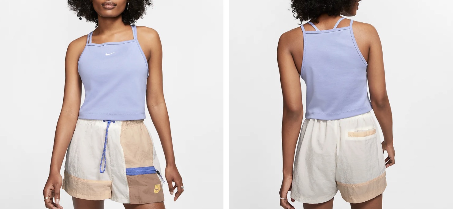 Nike Sportswear High Neck Crop Top Blue