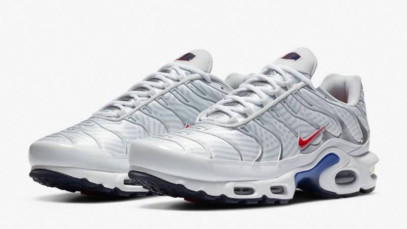 nike tuned 1 white navy red