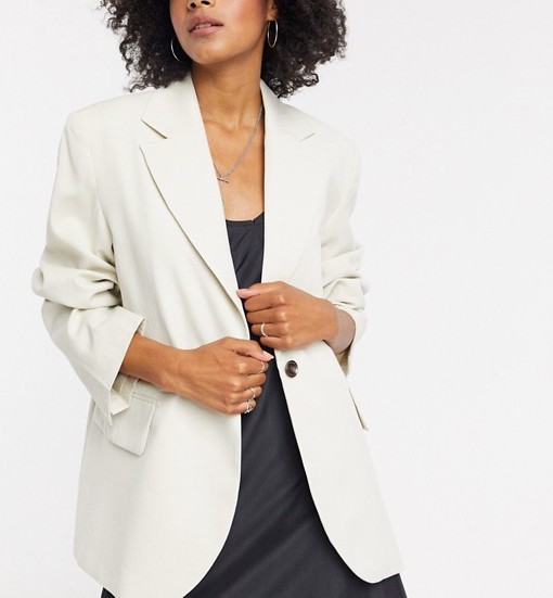 Weekday Linen Oversized Blazer Beige