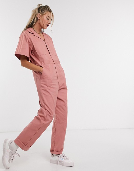 adidas Originals New Neutrals logo boilersuit in pink
