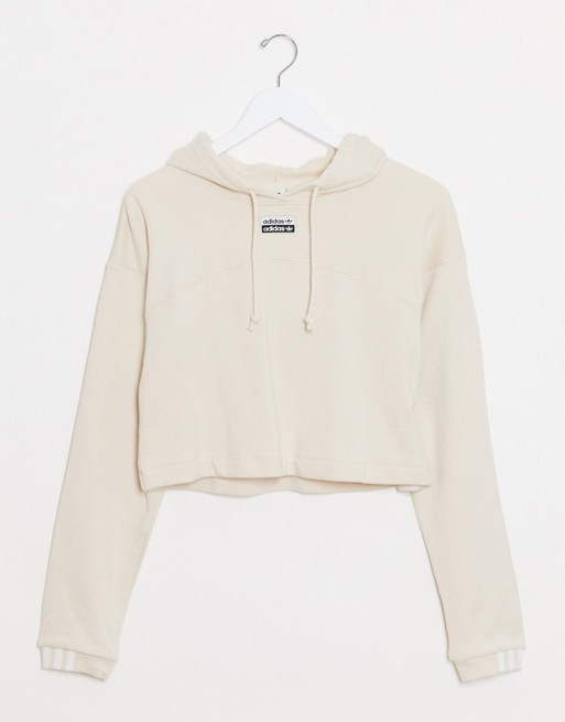 adidas Originals RYV cropped hoodie in off white