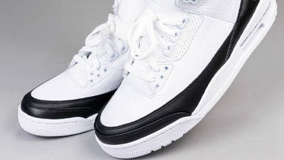 fragment design x Jordan 3 White Black On Foot Side 1