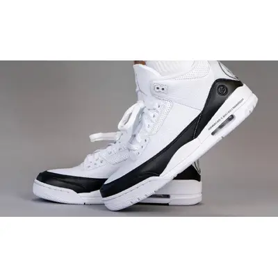 fragment design x Jordan 3 White Black On Foot Side