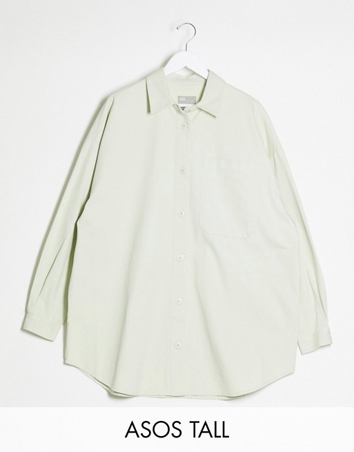 ASOS DESIGN Tall oversized shacket in sage