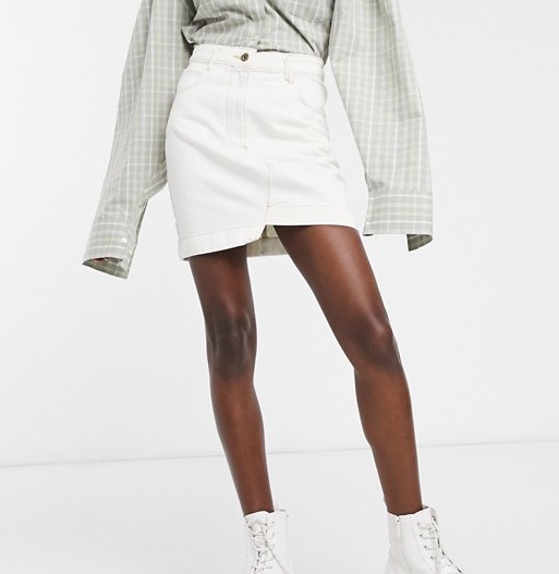 COLLUSION Denim Skirt White