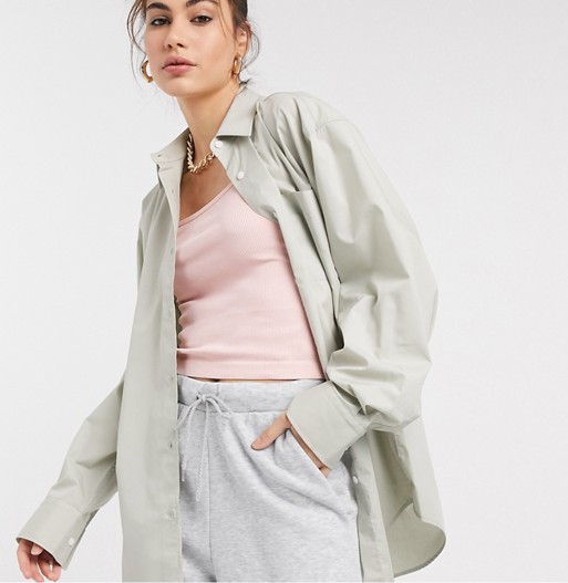 COLLUSION Oversized Shirt Sage