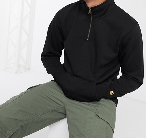 Carhartt WIPÂ  Chase Neck Zip Sweatshirt Black