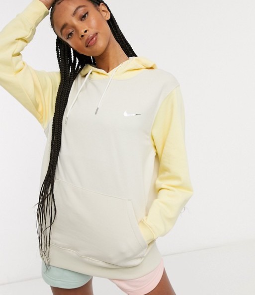 Nike Mini Swoosh Colour Block Hoodie Yellow