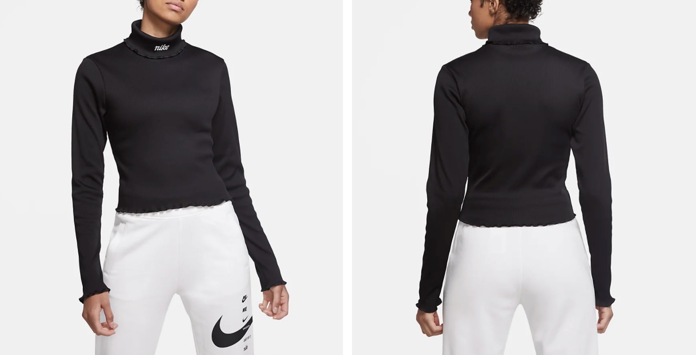 Nike Ribbed Long Sleeve Top Black