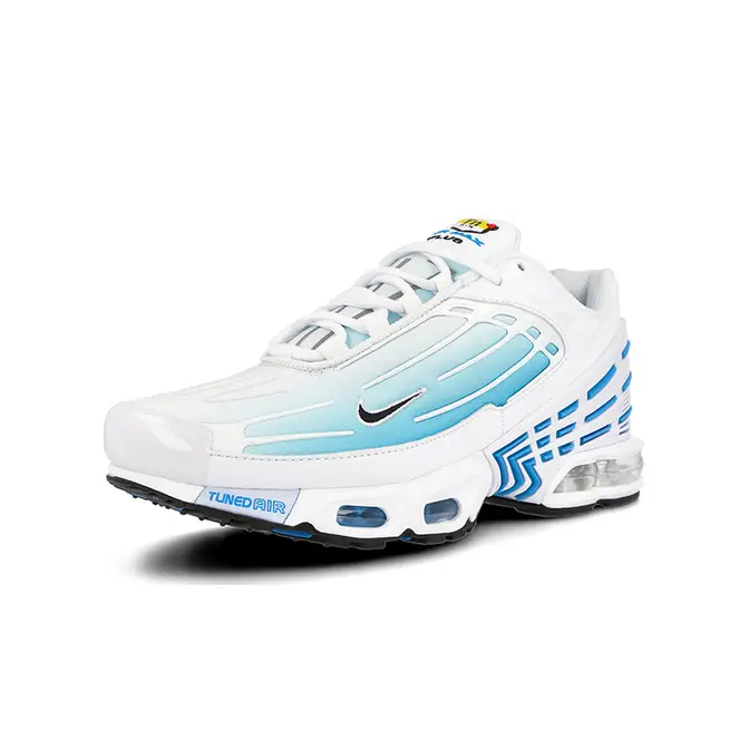 white and baby blue nike tns