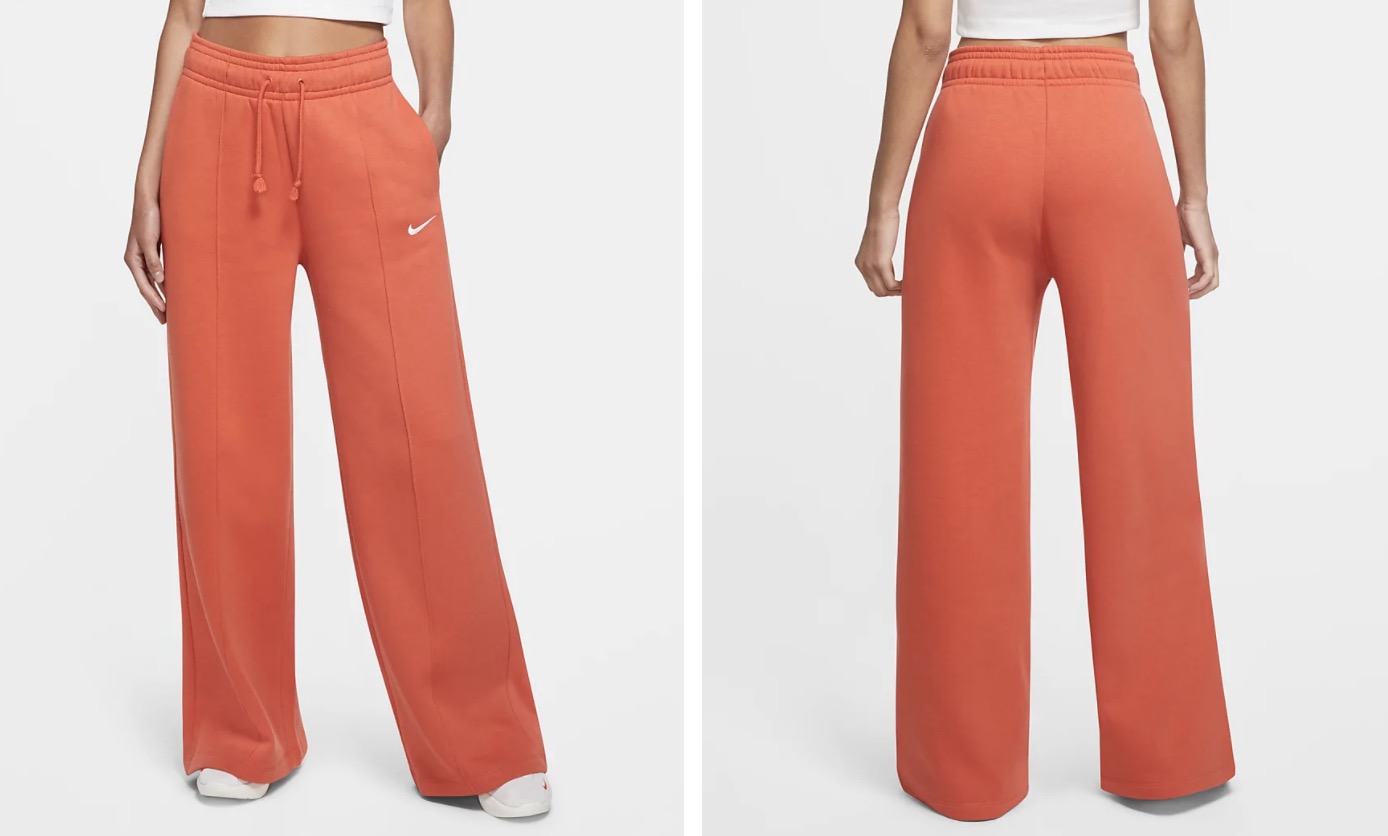 Nike Wide Leg Fleece Pants Orange