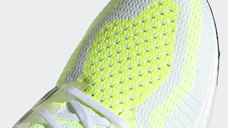 adidas Ultra Boost 2.0 DNA White Solar Yellow Closeup