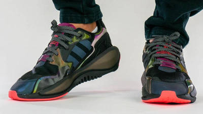 atmos x adidas ZX 1180 Boost Iridescent On Foot Front