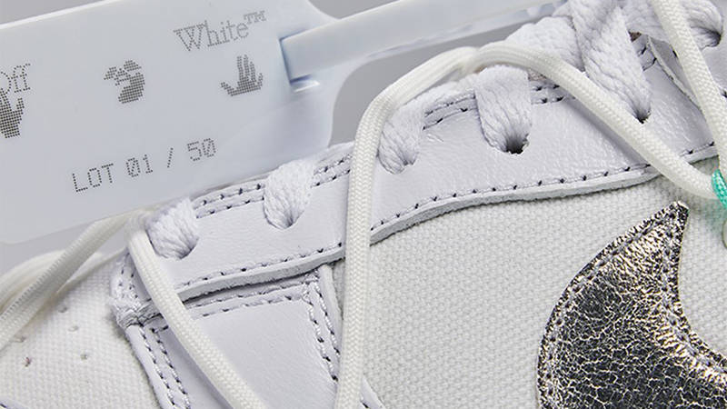 Off-White x Nike Dunk Low White Lot 1 Closeup