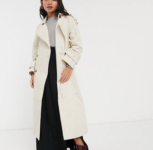 ASOS Design Petite Trenchcoat Stone