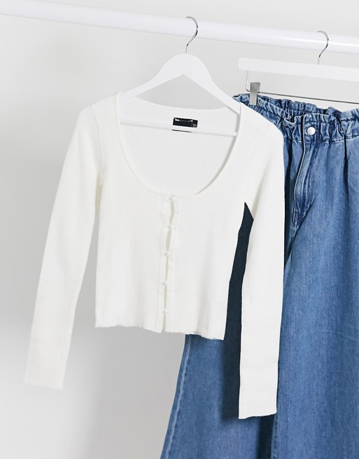 ASOS Design Ribbed Knit Top White