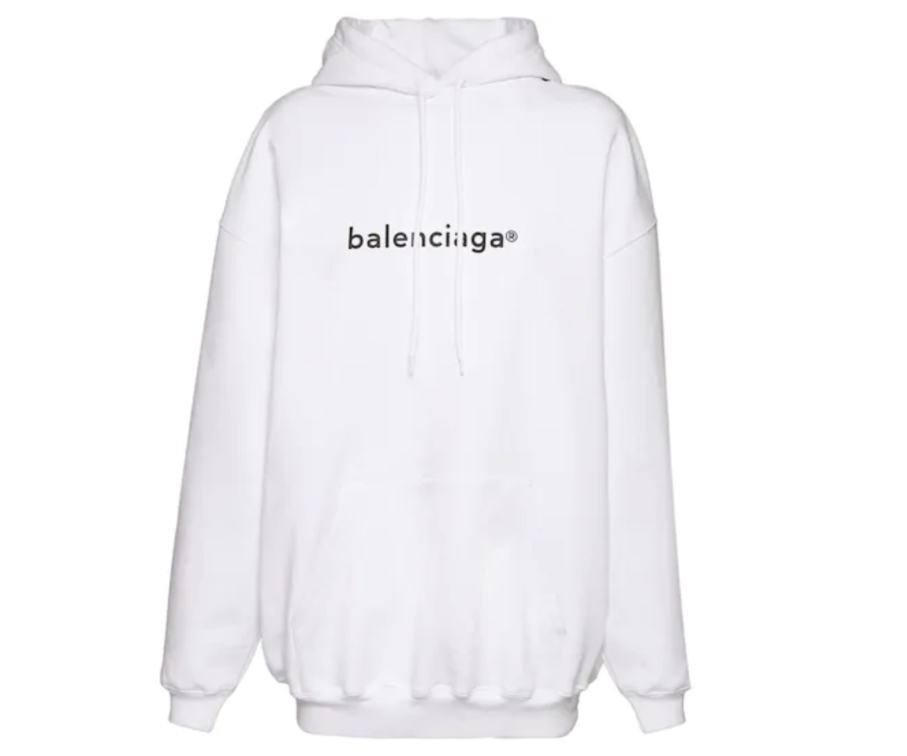 Balenciaga Logo Print Hoodie White