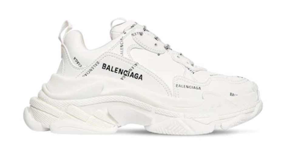 Balenciaga Triple S White Logo Print