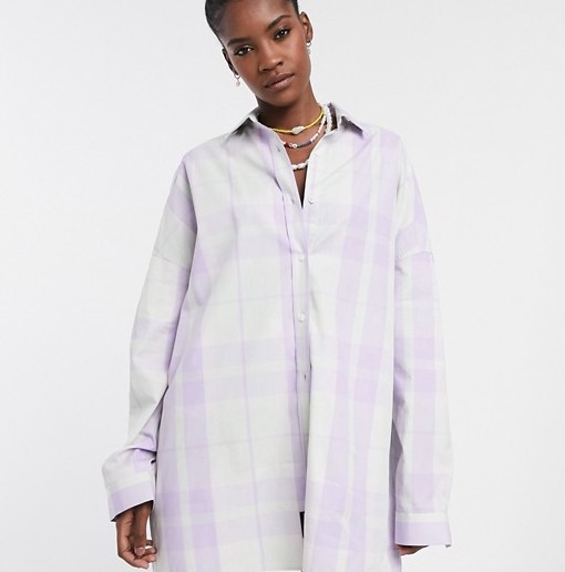 COLLUSION Oversized Shirt Check Purple Green