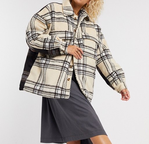 COLLUSION Padded Check Shacket