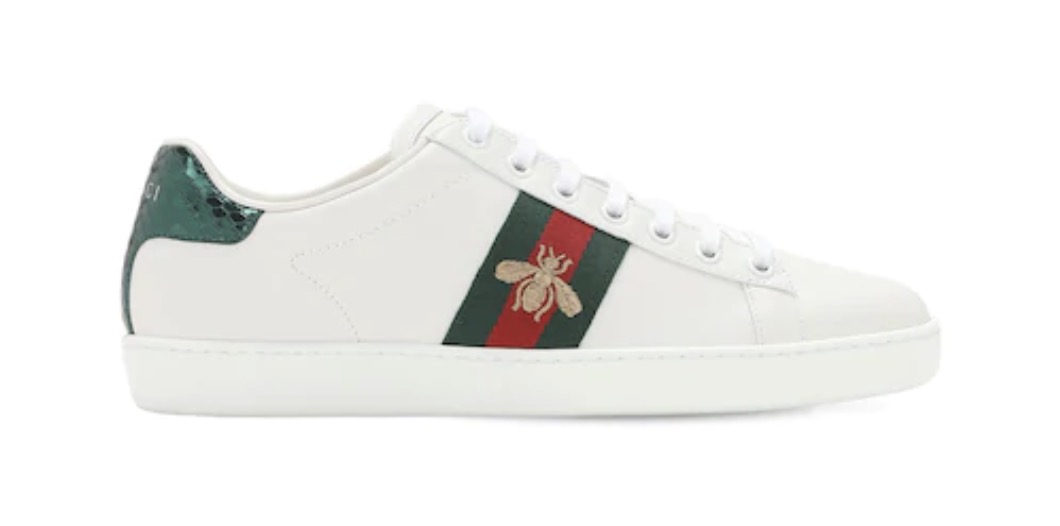 Gucci New Ace Embroidered Bee White