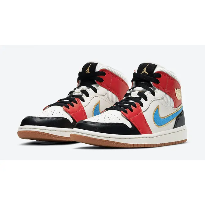 Red black and blue air best sale jordan 1