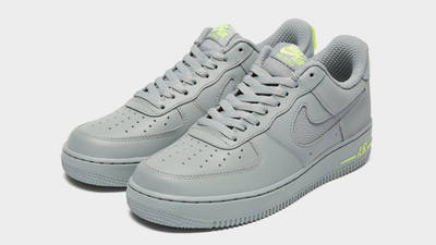 gray and green air force ones
