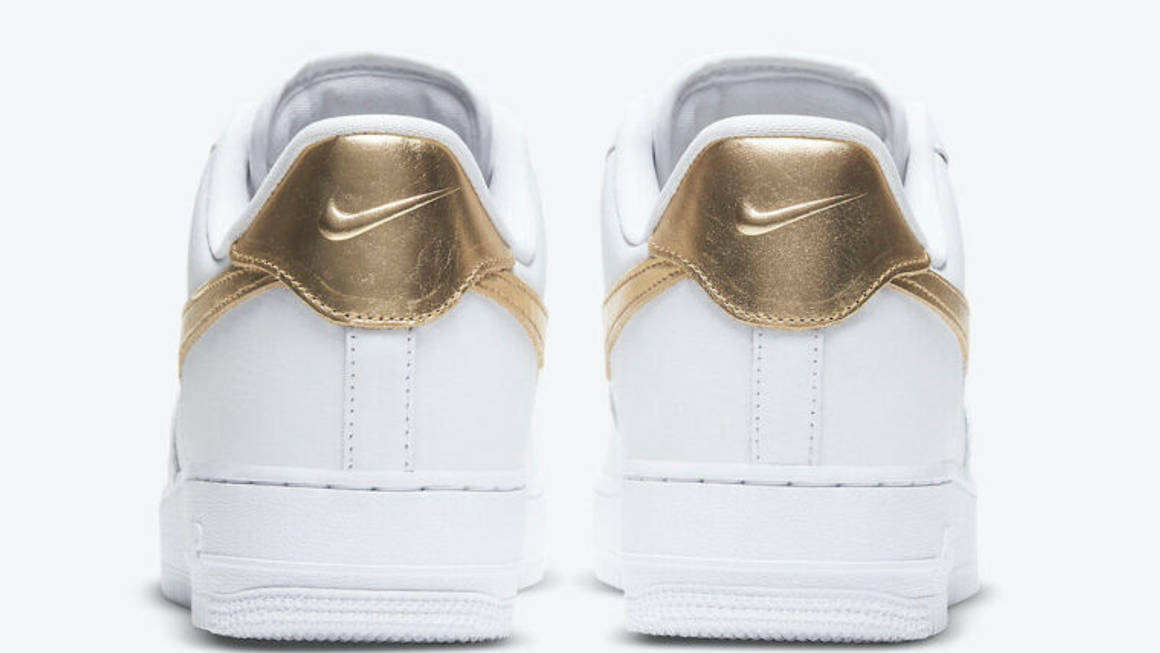 white and gold air force ones