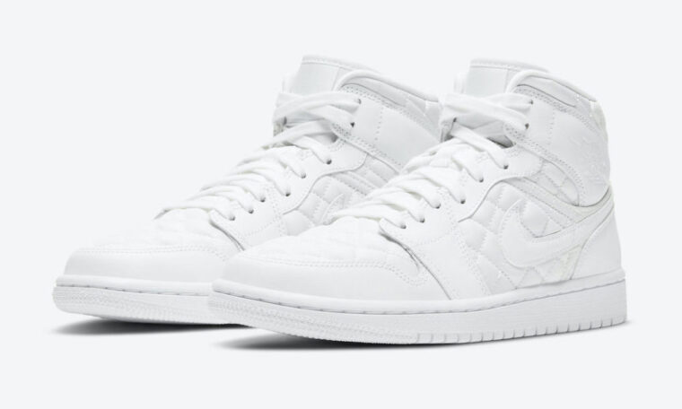 Nike Air Jordan 1 Mid White Quilted.