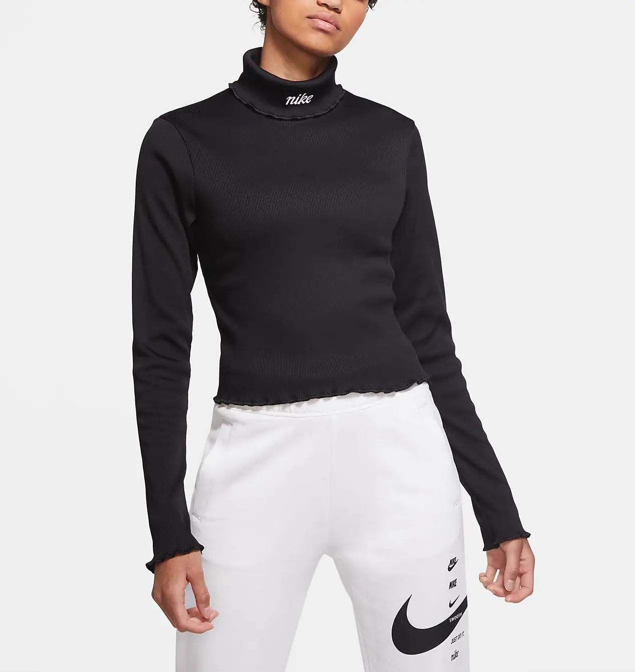 Nike Ribbed Long Sleeve Top Black