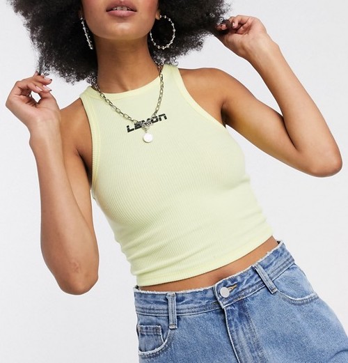 Noisy May Crop Top Lemon Yellow