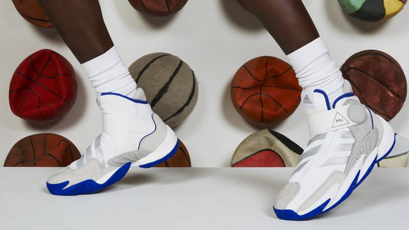 Pharrell Williams x adidas Crazy BYW White Blue On Foot