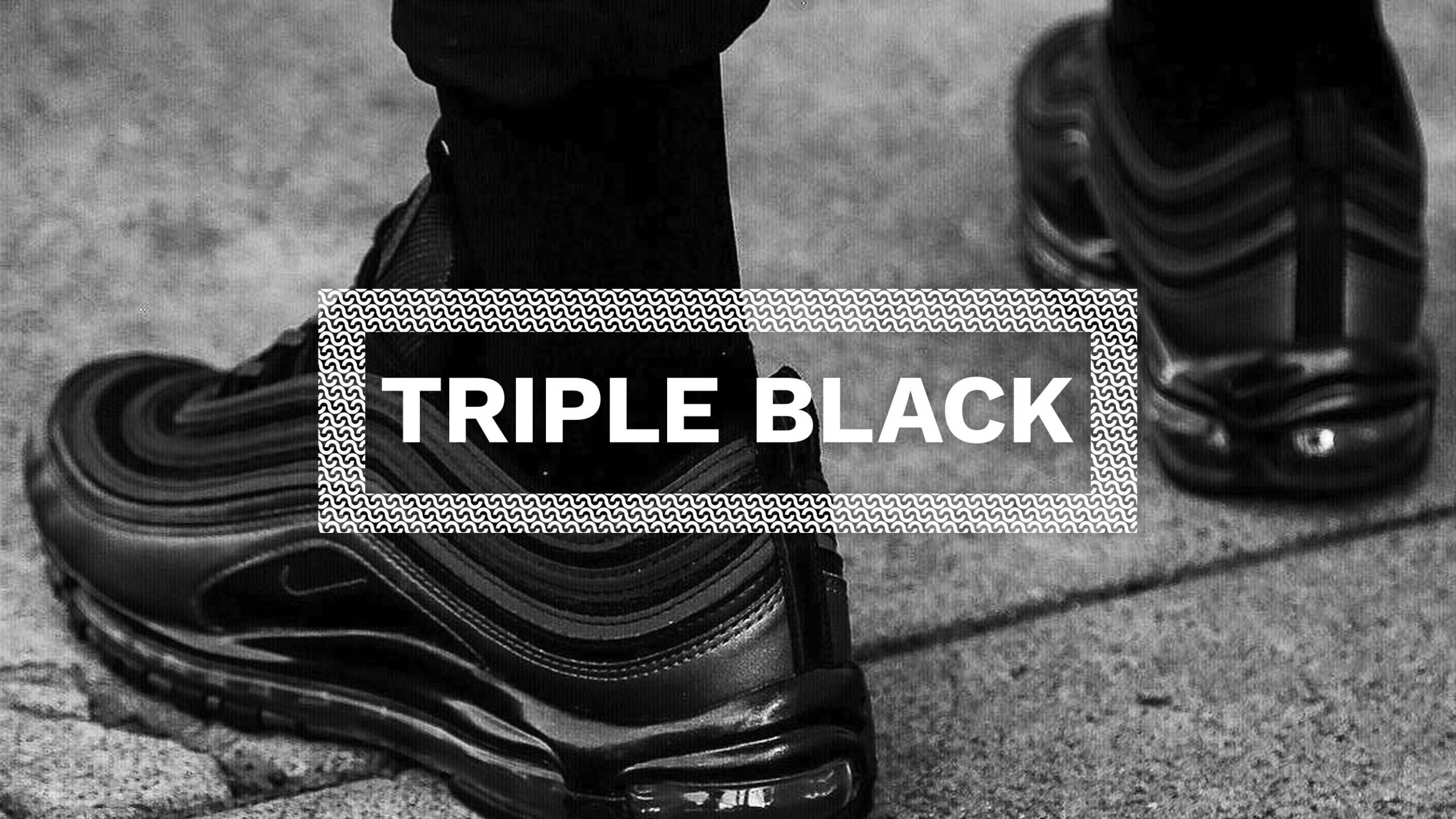 triple black leather trainers