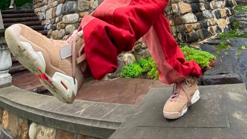 jordan 6 british khaki on feet