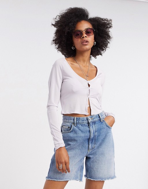 Weekday Nicole jersey cardigan in lilac