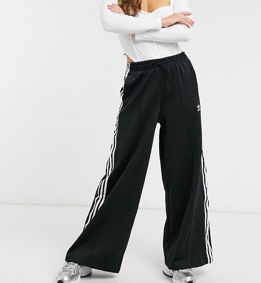 adidas Originals 3-Stripe Wide Leg Trousers Black