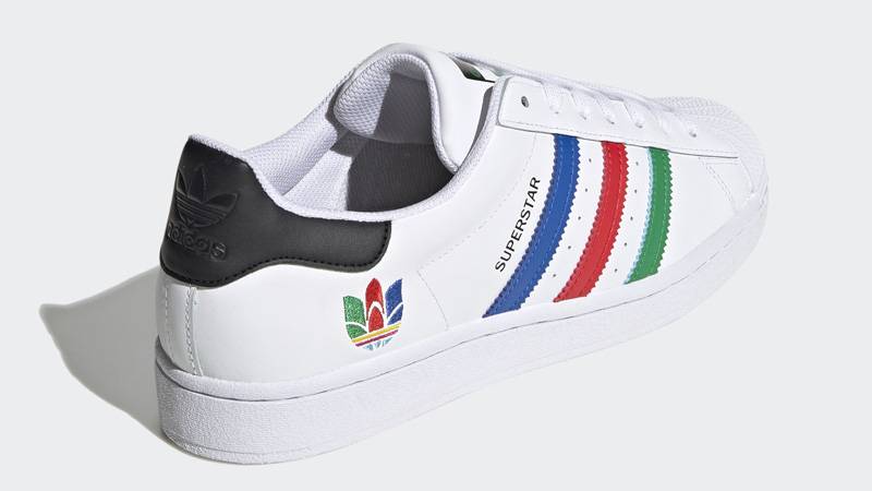 white adidas with colorful back