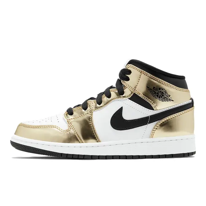 Air Jordan 1 Mid SE (GS) Metallic Gold Black, 4.5