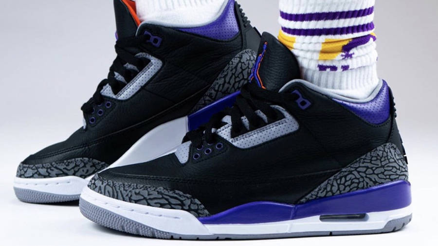 Jordan 3 Court Purple On Foot Side