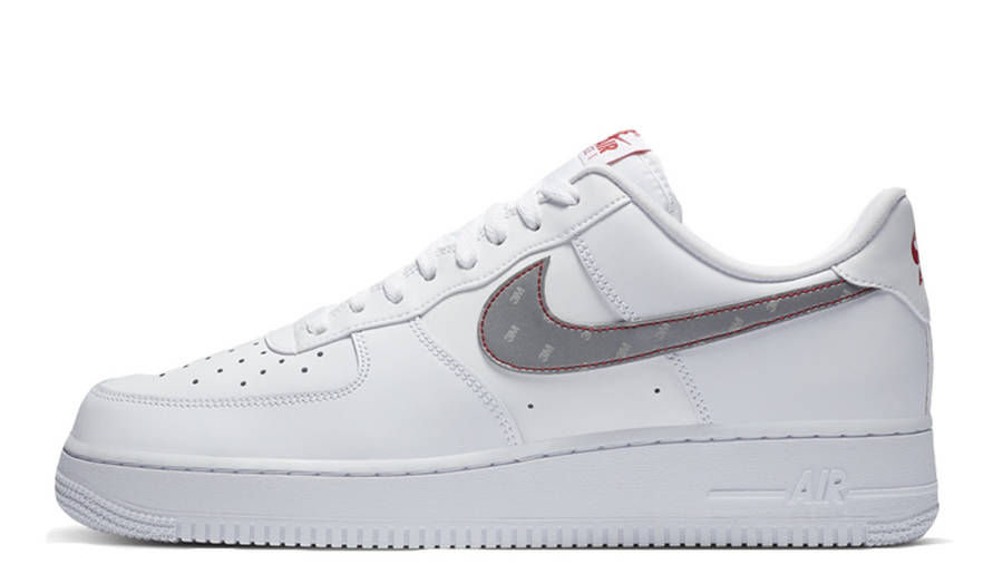 white air force with reflective tick